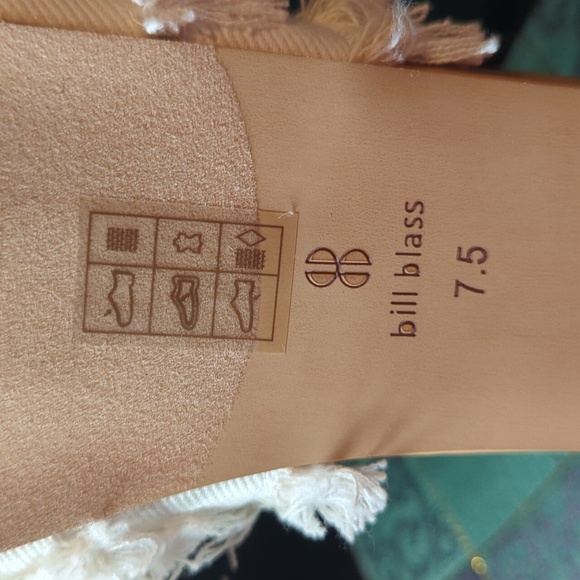 Bill Blass Megan slip on sandals white fringe Boho Women's 7.5 leather NEW NWB - Picture 4 of 9